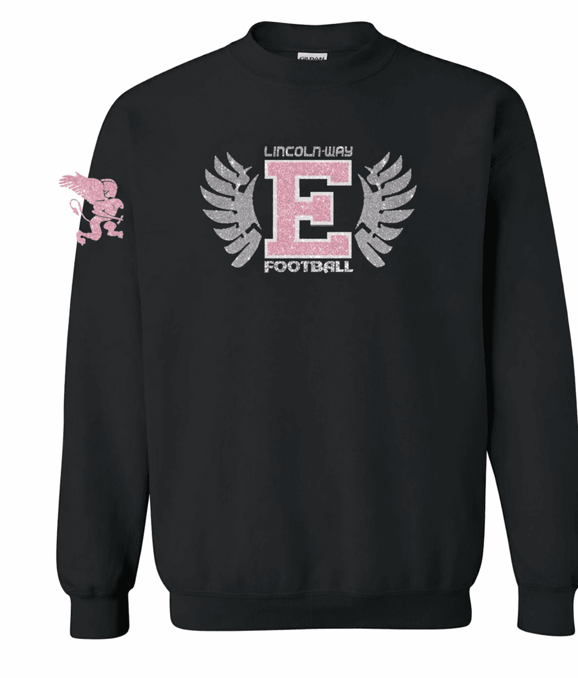 Pink E Football Crewneck (Black)