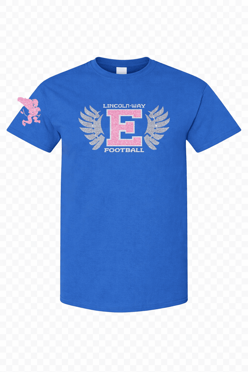 Pink E Football Tee (Blue)