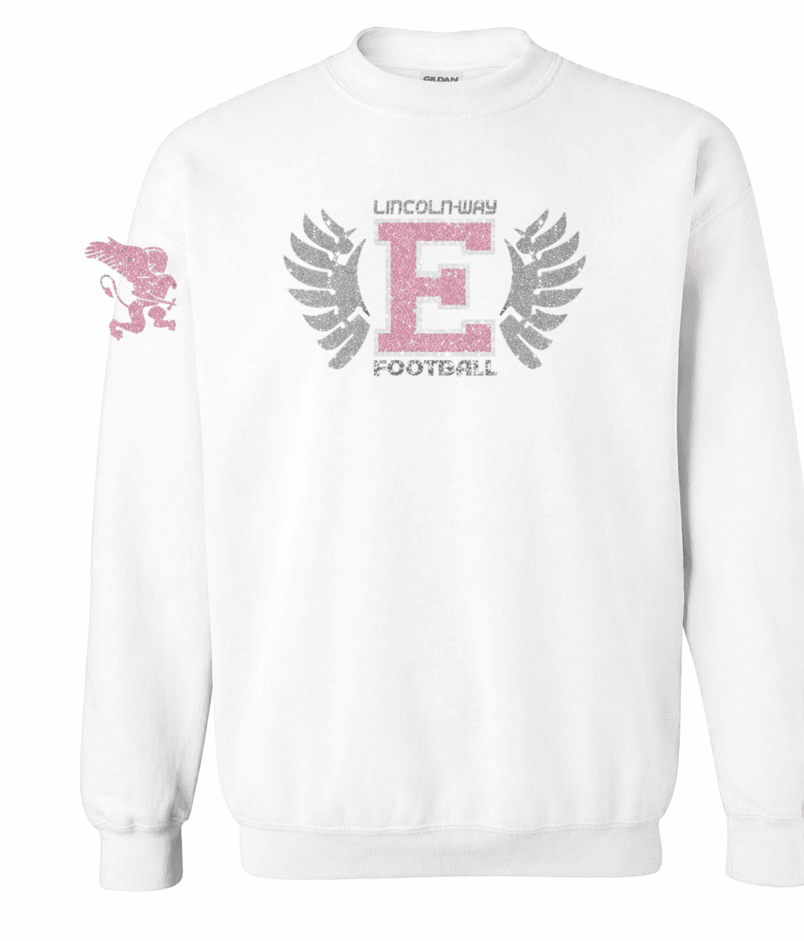 Pink E Football Crewneck (White)