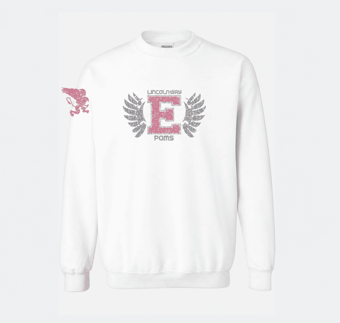 Pink E Poms Crewneck (White)
